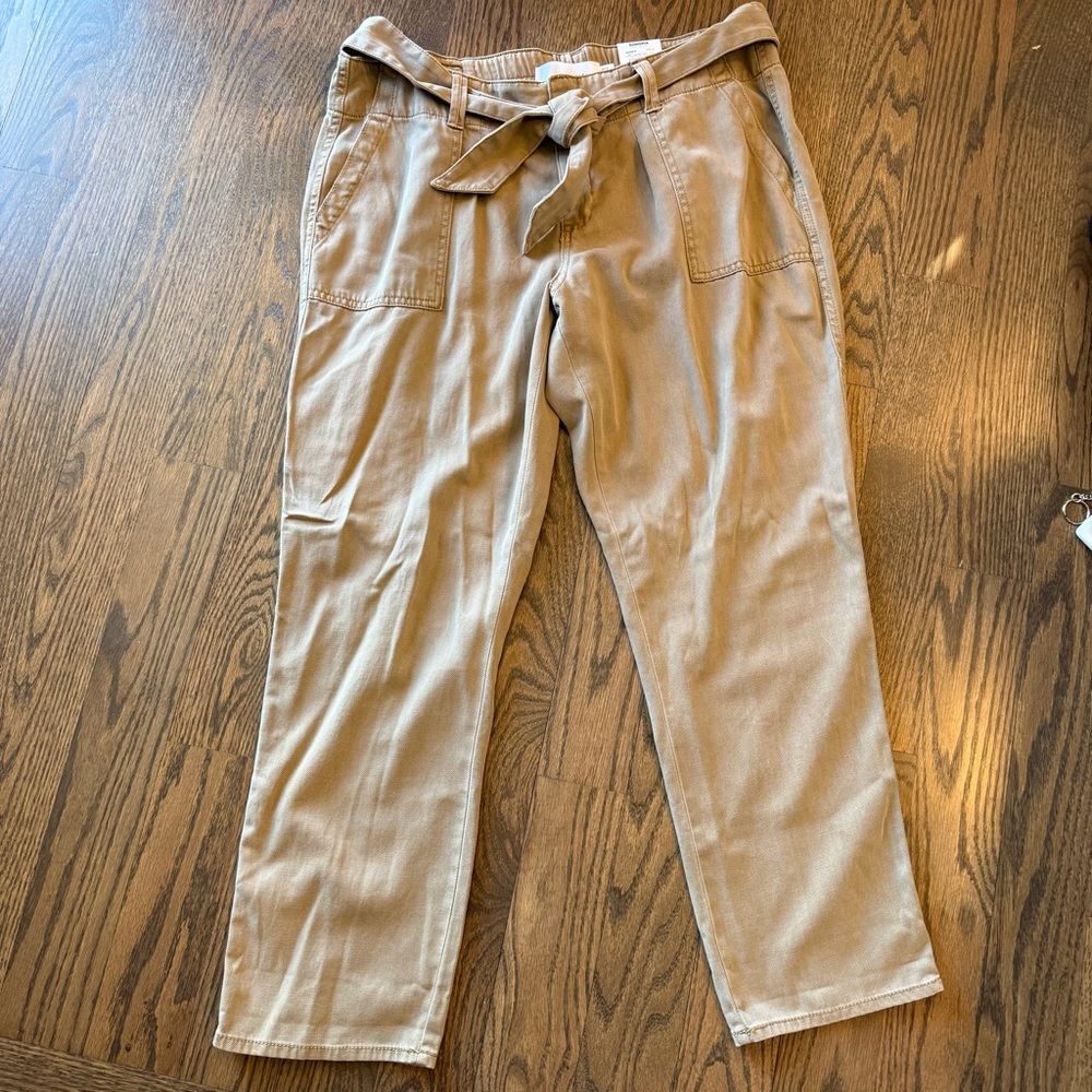 NWT Sonoma Tan Casual Tie-Waist mid-rise relaxed capri Pants size 16 - Picture 3 of 11